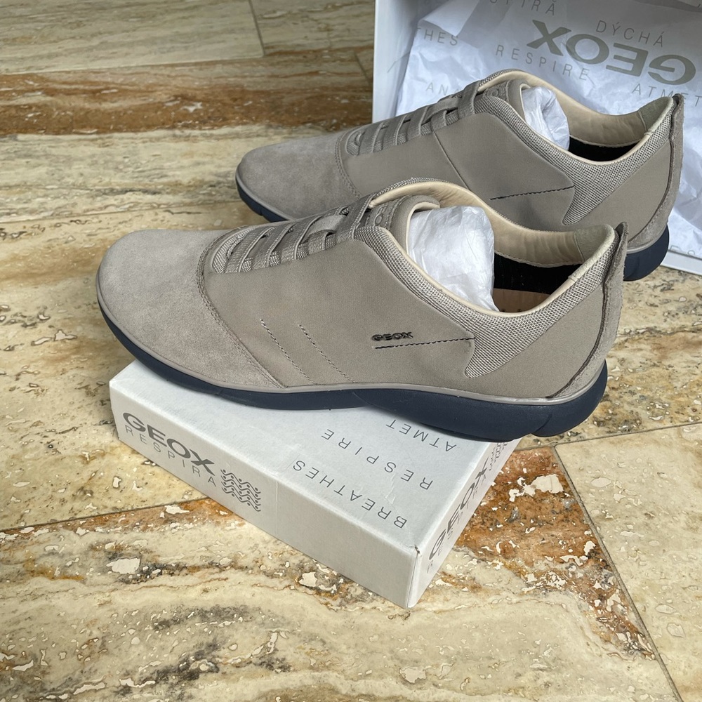 Geox light gray suede leather slip on shoes 8
